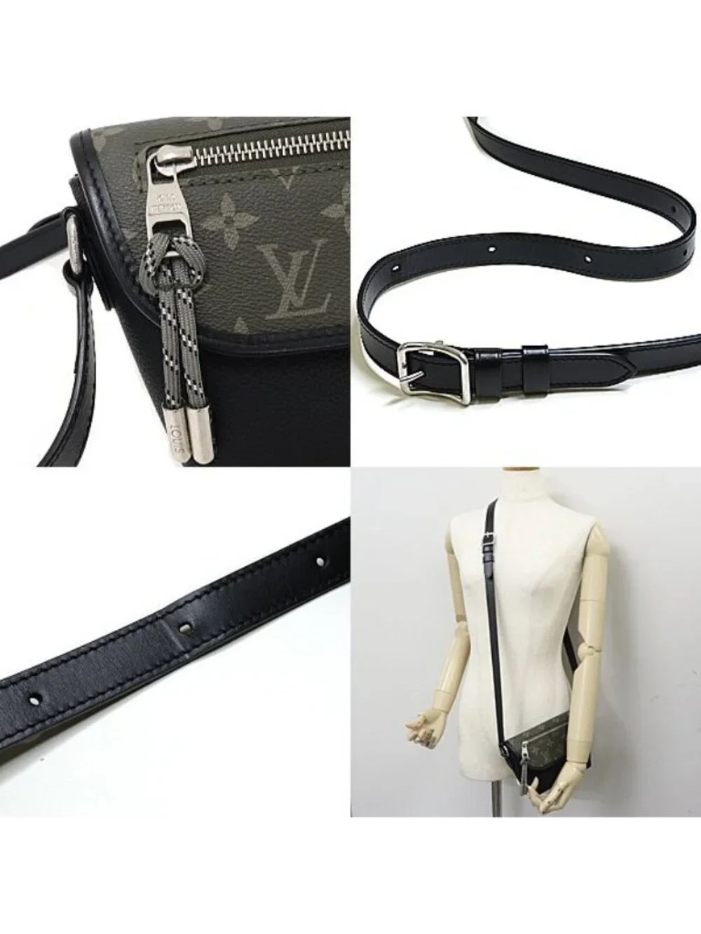 Louis Vuitton Pulse Wearable Wallet Shoulder Bag Khaki Black